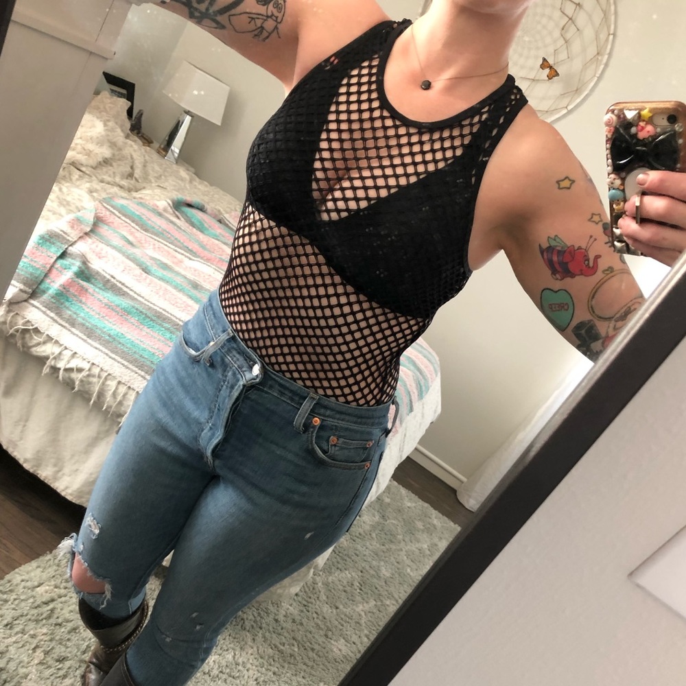 Fishnet racerback tank top